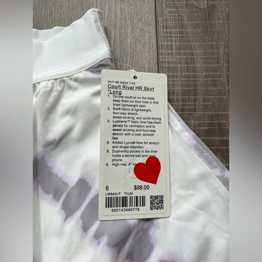 Lululemon Court Rival High-Rise Skirt *Long in Transverse Lilac Multi